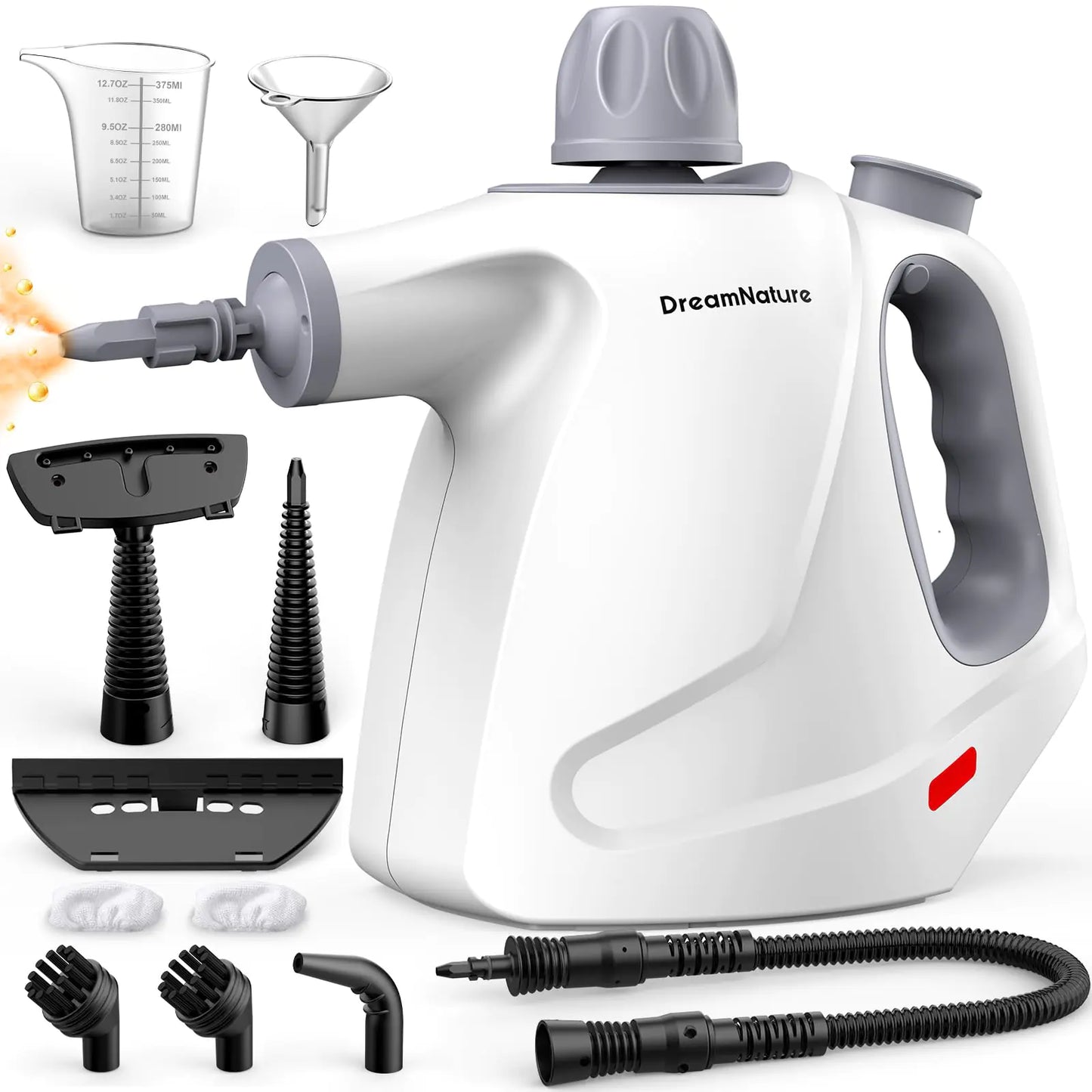 Multi-Surface Handheld Pressurized Steam Cleaner with 11-Pieces Accessories 15.2OZ Hands-free Portable Steamer for Cleaning Multipurpose Steam Cleaner for Home|Dirt|Upholstery|Car|Floor|Grout|More
